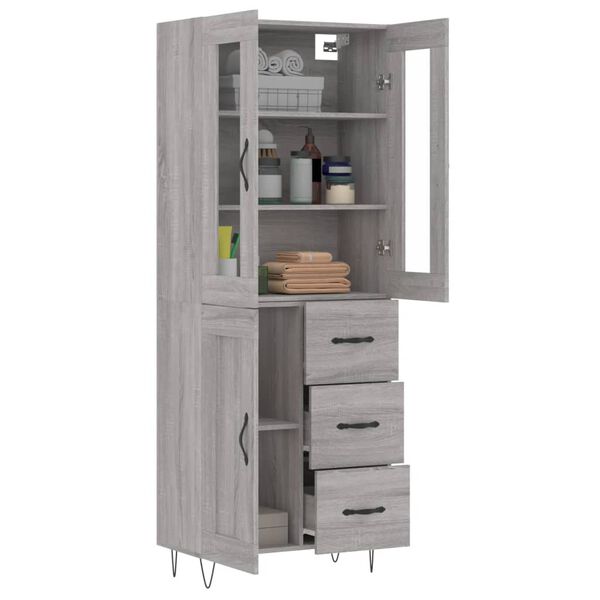 vidaXL Skř&iacute;ň highboard &scaron;ed&aacute; sonoma 69,5 x 34 x 180 cm kompozitn&iacute; dřevo