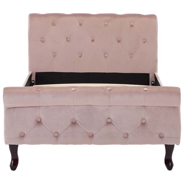 vidaXL Rám postele růžový samet 90 x 200 cm