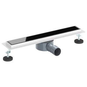 vidaXL Sprchov&yacute; odtok s skleněn&yacute;m v&iacute;kem a 360&deg; sifonem Čern&aacute; 50 cm