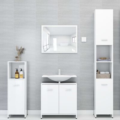 vidaXL Koupelnová skříňka bílá vysoký lesk 30x30x183,5 cm dřevotříska