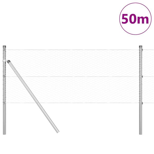 vidaXL Plotov&yacute; sloupek. Stř&iacute;brn&aacute; 50 x 0,6 m (25 mm s&iacute;ť) Ocel