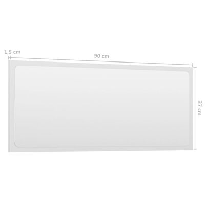 vidaXL Koupelnové zrcadlo bílé vysoký lesk 90x1,5x37 cm dřevotříska