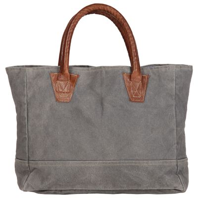 vidaXL Shopper kabelka tmavě šedá 32x10x37,5 cm plátno a pravá kůže