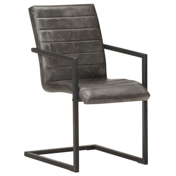 vidaXL Konzolové jídelní židle 4 ks šedé pravá kůže