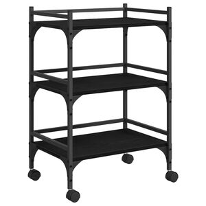 vidaXL Kuchyňsk&yacute; voz&iacute;k Čern&yacute; dub 50 x 35 x 75.5 cm Kompozitn&iacute; dřevo