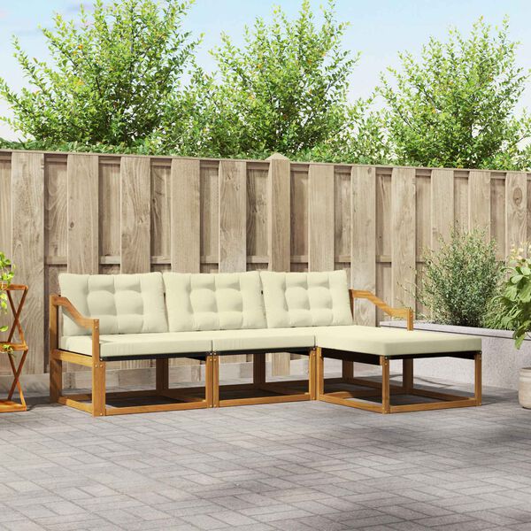 vidaXL Venkovn&iacute; pohovkov&aacute; souprava 4 pcs Přirozen&aacute; a Kr&eacute;mov&aacute;