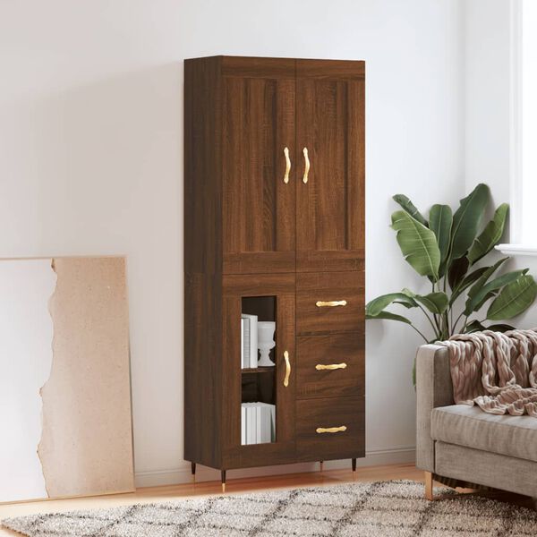 vidaXL Skř&iacute;ň highboard hněd&yacute; dub 69,5 x 34 x 180 cm kompozitn&iacute; dřevo