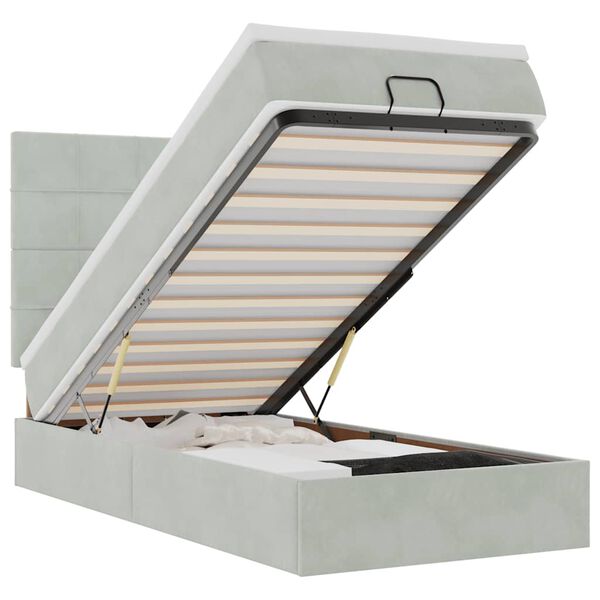 vidaXL Osmanský rám postele s matracemi světle šedá 90x200cm samet