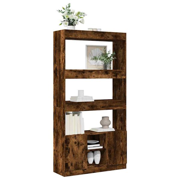 vidaXL Skř&iacute;ň highboard kouřov&yacute; dub 92 x 33 x 180 cm kompozitn&iacute; dřevo