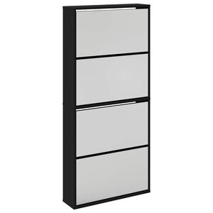 vidaXL Botn&iacute;k se zrcadlem 4patrov&yacute; čern&yacute; 63 x 17 x 134 cm