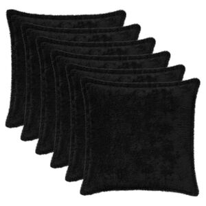 vidaXL Povlak na pol&scaron;t&aacute;ř 6 ks HOUTEN Čern&aacute; 30 x 30 cm Uměl&aacute; kr&aacute;lič&iacute;