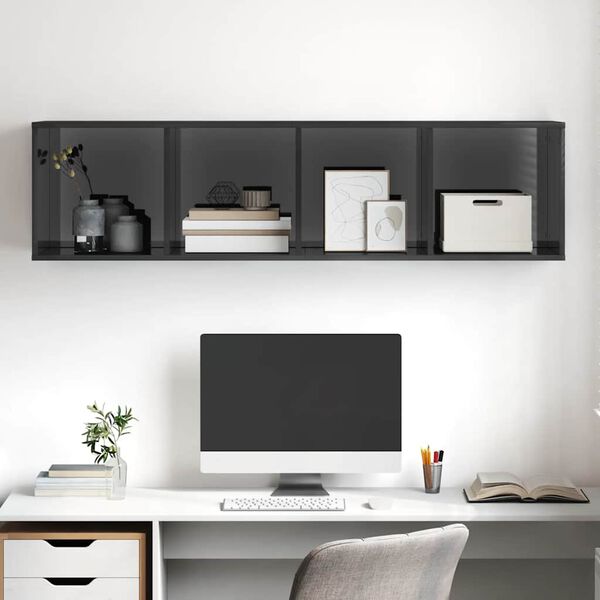 vidaXL N&aacute;stěnn&aacute; TV skř&iacute;ňka &scaron;ed&aacute; vysok&yacute; lesk 37x37x142,5 cm dřevotř&iacute;ska