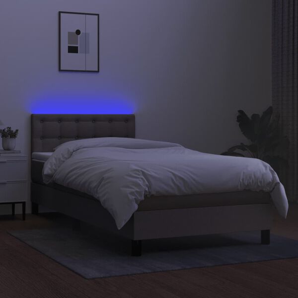 vidaXL Box spring postel s matrac&iacute; a LED taupe 80 x 200 cm textil