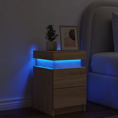 vidaXL Noční stolek s LED osvětlením dub sonoma 35 x 39 x 55 cm
