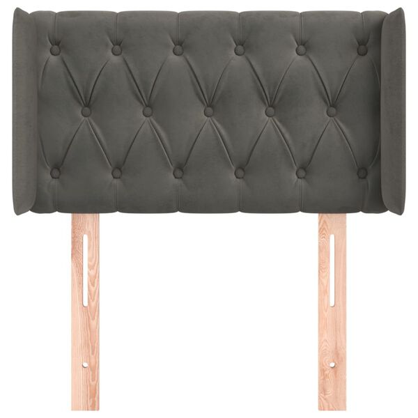 vidaXL Čelo postele typu u&scaron;&aacute;k tmavě &scaron;ed&eacute; 83x16x78/88 cm samet