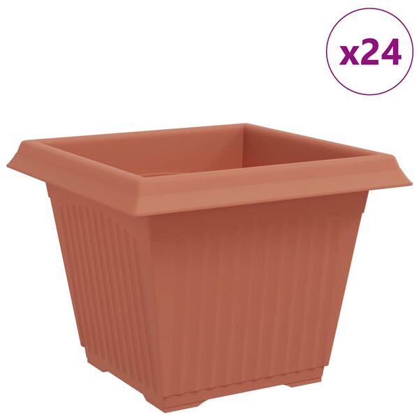vidaXL Čtvercov&yacute; květin&aacute;č 24 pcs Cihlově červen&aacute; 28,5 x 28,5 x 22 cm