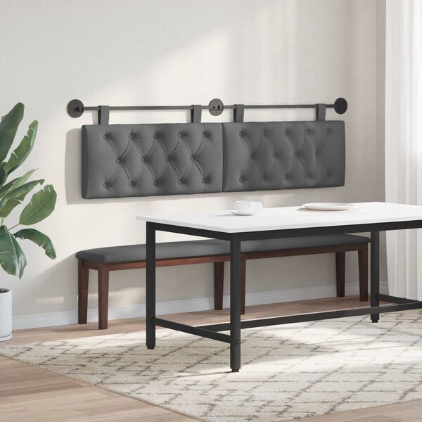 vidaXL Z&aacute;věsn&aacute; čeln&iacute; deska N&aacute;stěnn&yacute; Tmavě &scaron;ed&aacute; 190 x 55 x 7 cm textil