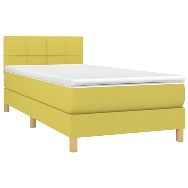 vidaXL Box spring postel s matrac&iacute; a LED zelen&aacute; 100x200 cm textil