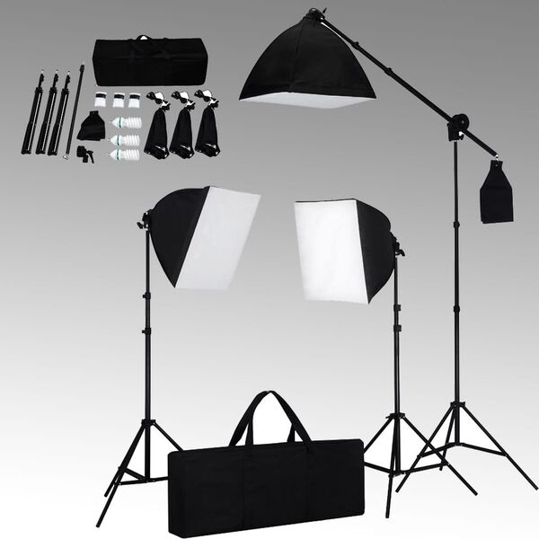 vidaXL Fotostudio set se softboxy a fotopozad&iacute;m