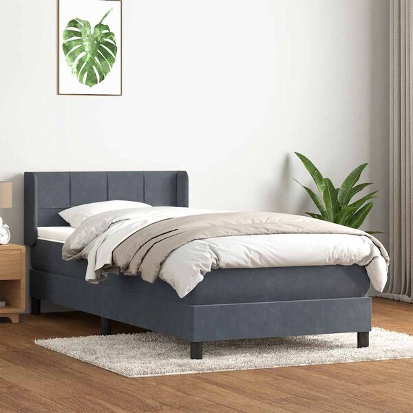 vidaXL Box spring postel s matrac&iacute; tmavě &scaron;ed&aacute; 80x210 cm samet