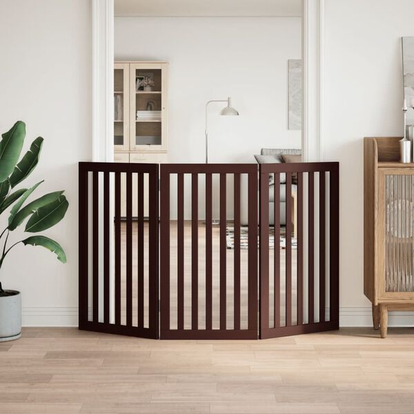 vidaXL Z&aacute;brana pro psy skl&aacute;dac&iacute; 3 panely hněd&aacute; 150 cm topolov&eacute; dřevo