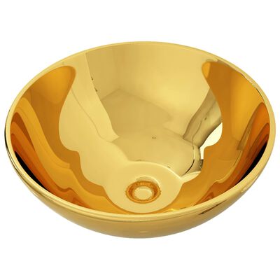 vidaXL Umyvadlo zlaté 32,5 x 14 cm keramika