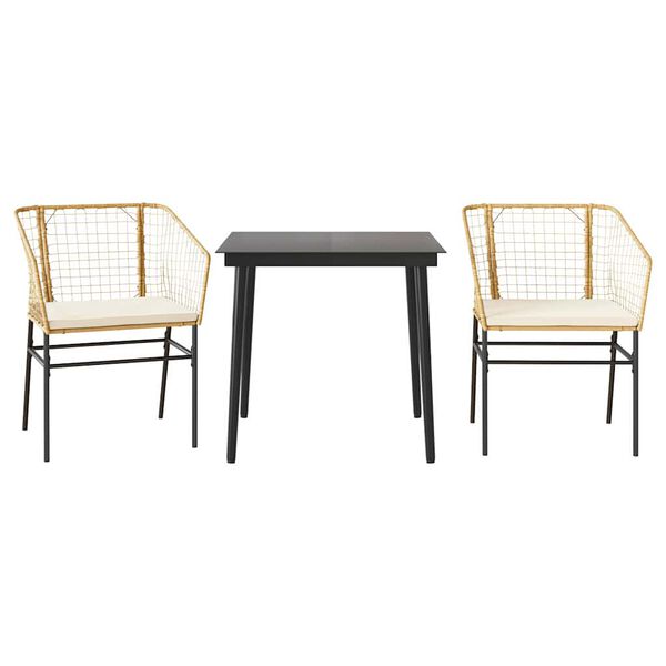 vidaXL 3d&iacute;ln&yacute; zahradn&iacute; j&iacute;deln&iacute; set s podu&scaron;kami hněd&yacute; polyratan sklo