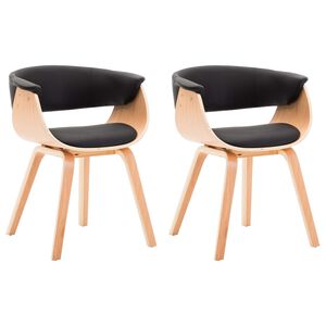 vidaXL J&iacute;deln&iacute; židle 2 ks čern&eacute; oh&yacute;ban&eacute; dřevo a uměl&aacute; kůže