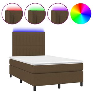 vidaXL Box spring postel s matrac&iacute; a LED tmavě hněd&aacute; 120x190 cm textil