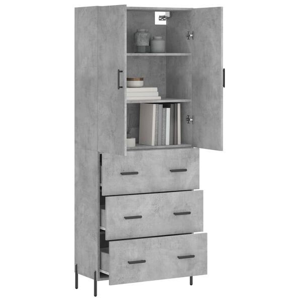 vidaXL Skř&iacute;ň highboard betonově &scaron;ed&aacute; 69,5x34x180 cm kompozitn&iacute; dřevo