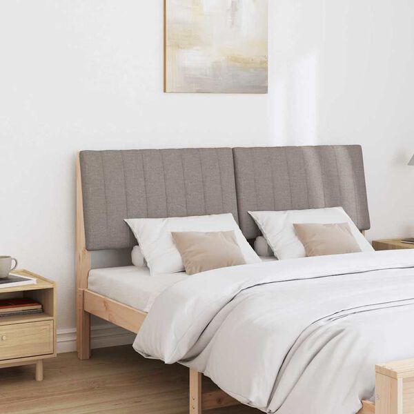 vidaXL Čalouněn&eacute; čelo postele Taupe 160 cm Masivn&iacute; borov&eacute; dřevo