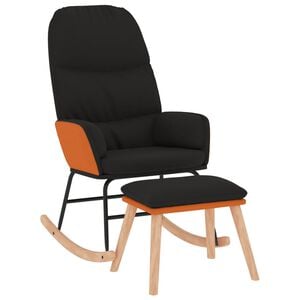 vidaXL Houpac&iacute; křeslo se stoličkou čern&eacute; textil
