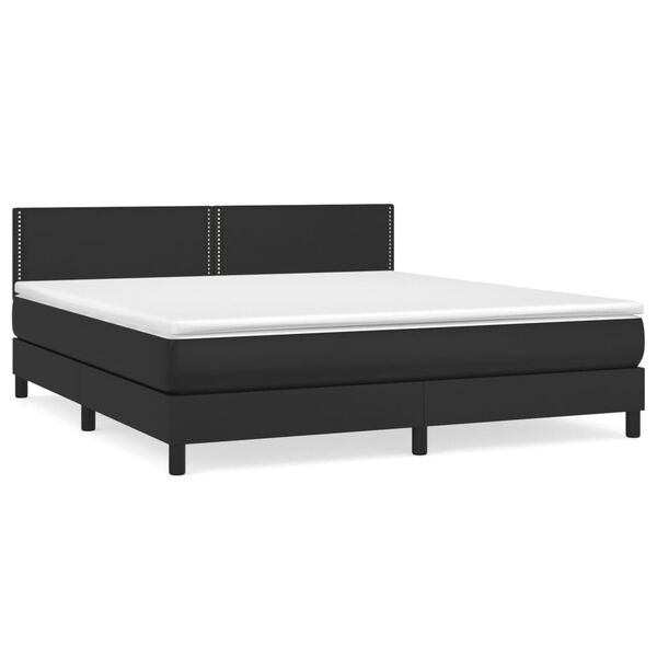 vidaXL Box spring postel s matrac&iacute; čern&aacute; 160x200 cm uměl&aacute; kůže