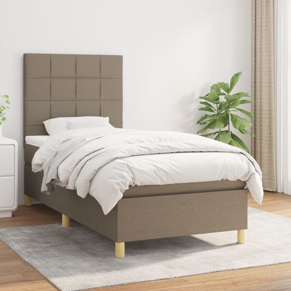 vidaXL Box spring postel s matrac&iacute; taupe 90x200 cm textil