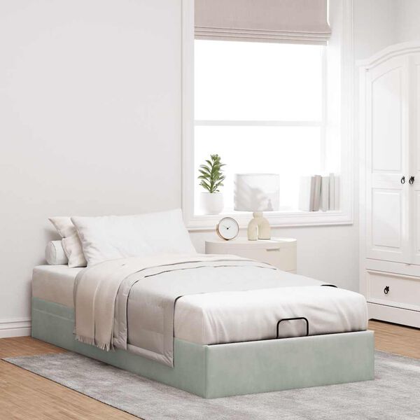 vidaXL Osmanský rám postele bez matrace světle šedá 80x200 cm samet