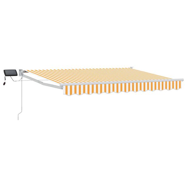 vidaXL Ručn&iacute; v&yacute;suvn&aacute; mark&yacute;za s LED p&aacute;sky Oranžov&aacute; a b&iacute;l&aacute; 3,5 x 2,5 m