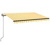 vidaXL Automatick&aacute; mark&yacute;za LED a senzor větru 350 x 250 cm žlut&aacute;/b&iacute;l&aacute;