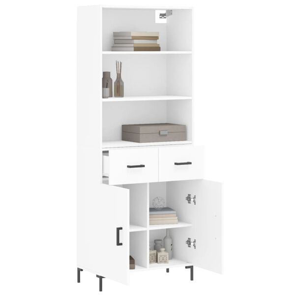 vidaXL Skř&iacute;ň highboard b&iacute;l&aacute; 69,5 x 34 x 180 cm kompozitn&iacute; dřevo
