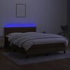 vidaXL Box spring postel s matrac&iacute; a LED tmavě hněd&aacute; 140x190 cm textil