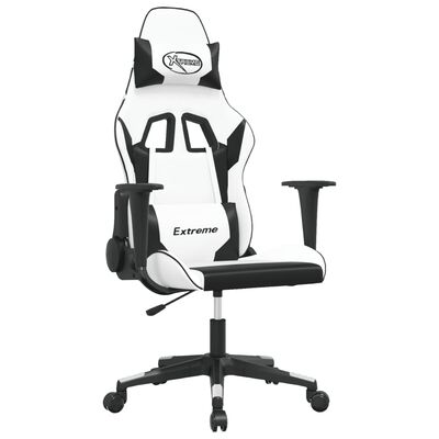 vidaXL Masážní herní židle bílá a černá umělá kůže