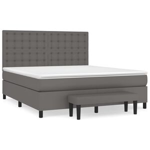 vidaXL Box spring postel s matrac&iacute; &scaron;ed&aacute; 180x200 cm uměl&aacute; kůže