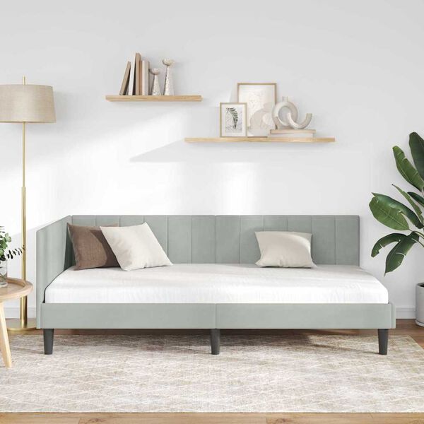 vidaXL Rohov&yacute; r&aacute;m postele s čelo Světle &scaron;ed&aacute; 100 cm x 200 cm samet