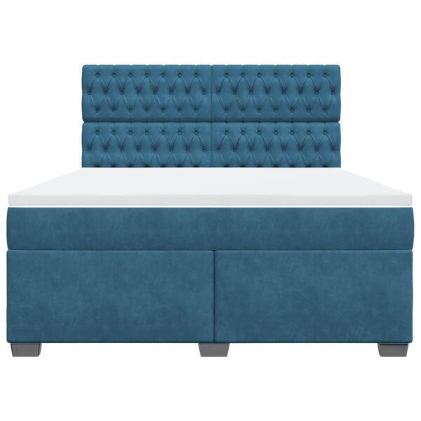 vidaXL Box spring postel s matrac&iacute; modr&aacute; 180 x 200 cm samet