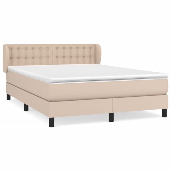vidaXL Box spring postel s matrac&iacute; cappuccino 140x200 cm uměl&aacute; kůže