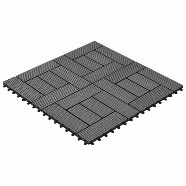 vidaXL Dlažba na terasu 11 pcs &Scaron;ed&yacute; 30 x 30 cm Dřevoplast