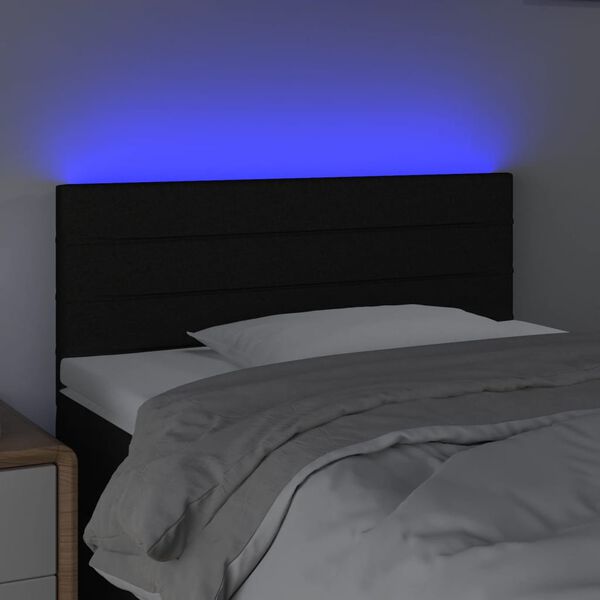 vidaXL Čelo postele s LED čern&eacute; 80 x 5 x 78/88 cm textil