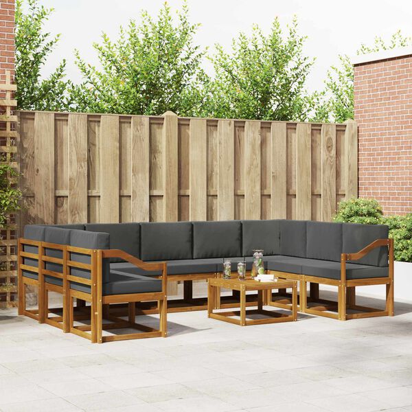 vidaXL Venkovn&iacute; pohovkov&aacute; souprava 10 pcs Přirozen&aacute; a Anthracitov&aacute;