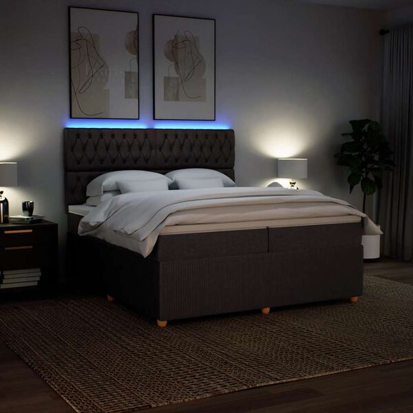 vidaXL Box spring postel s matrac&iacute; tmavě hněd&aacute; 200x200 cm textil