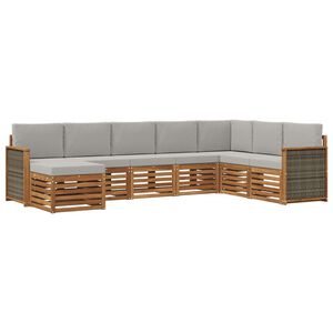 vidaXL Venkovn&iacute; pohovkov&aacute; souprava 6 pcs Př&iacute;rodn&iacute; a světle &scaron;ed&aacute;