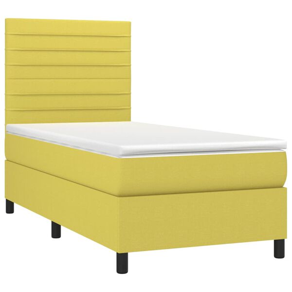 vidaXL Box spring postel s matrac&iacute; a LED zelen&aacute; 100x200 cm textil